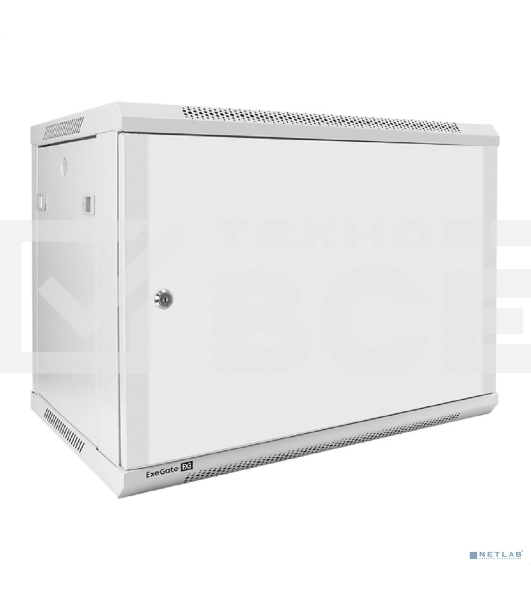 Шкаф телекоммуникационный 19' настенный 9U ExeGate EC-WM-9U.450.M.GREY (19', 9U, 600x450x500 мм (ШхГхВ), передняя дверь металл, съемные боковые панели, пыле- и влагозащита IP23, светло-серый RAL 7035)