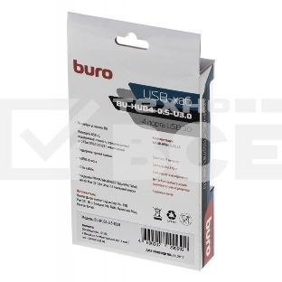 Разветвитель USB 3.0 Buro BU-HUB4-0.5-U3.0 4порт. черный
