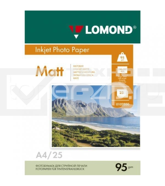 Фотобумага LOMOND Односторонняя Матовая, 95г/м2, A4 (21X29,7)/25л. для струйной печати