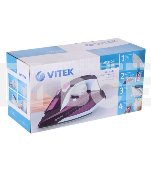 Утюг Vitek VT-1215 (PK) максимальная мощность 2400 Вт.Подошва Ceramic Ultra Care.