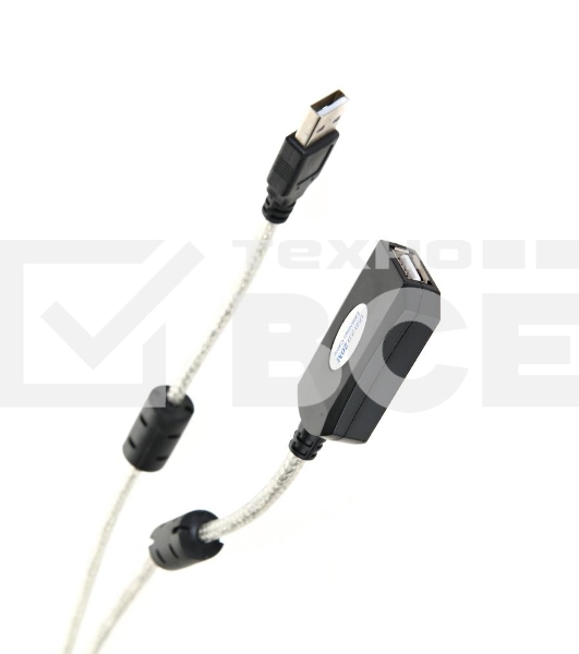Кабель-адаптер Aopen/Qust USB2.0-repeater, удлинительный активный <Am-->Af> 20м (ACU823-20M) 6938510851345