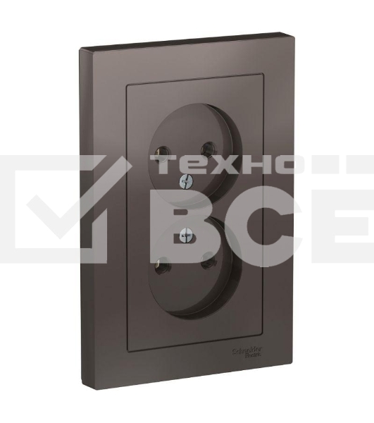 Розетка 2-м ATLAS DESIGN без заземл. 16А в сборе мокко SchE ATN000620