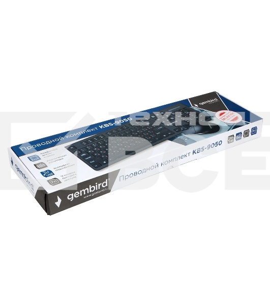 Комплект клавиатура+мышь проводные Gembird KBS-9050, черн.,104кл, 3кн., каб.1.5м