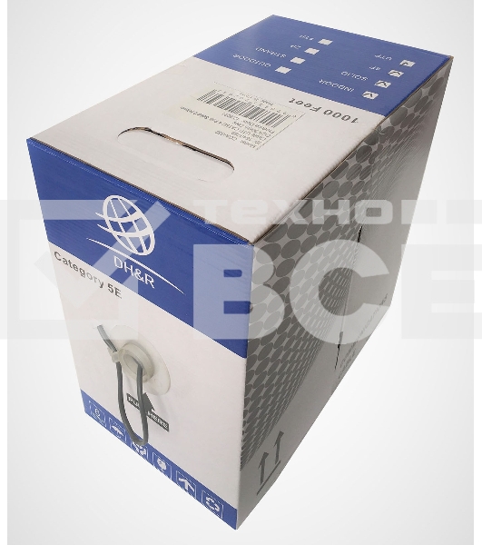 Кабель сетевой Ningbo UTP 4 пары cat5E solid 0.5мм CCA molded 305м серый