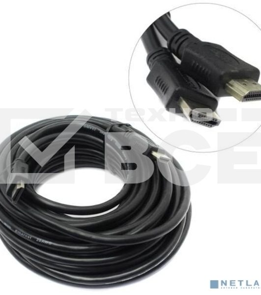 Кабель HDMI C-HM-HM-10M Wize, 10 м, v.2.0, 19M/19M, позол.разъемы, экран, черный, пакет
