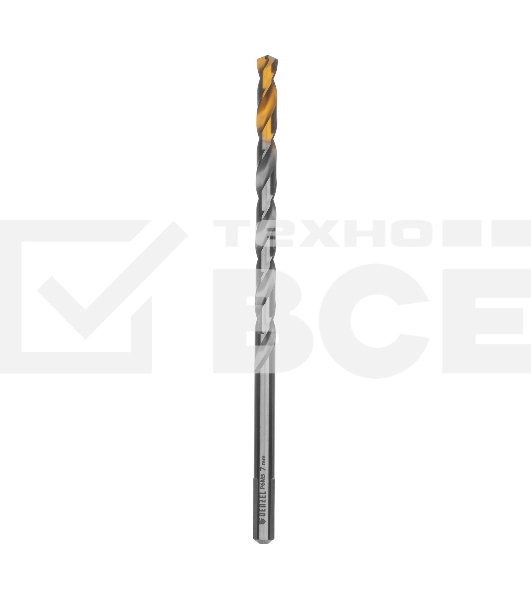 Сверло спиральное по металлу 7,0 х 156 мм, Р6М5, Golden Tip, удлиненное Denzel