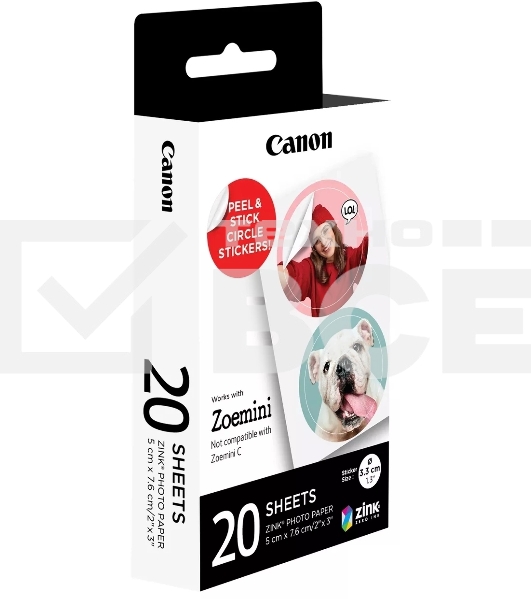 Наклейки Canon ZINK ZP-2030-2C-20 (2 круга) 4967C003/20л./белый для сублимационных принтеров
