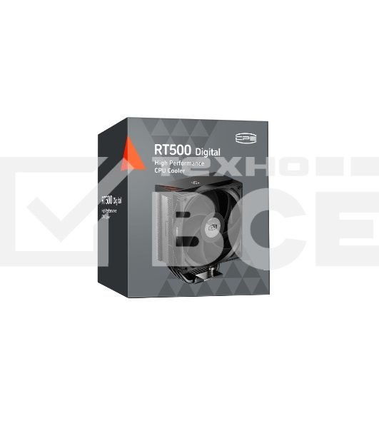 Кулер для процессора/ PCCooler RT500 Digital BK (240W, 4-pin PWM, LED temp., 152mm, Al/Cu, 5x6mm, 1x120mm, 73.32CFM, 34.9dBA, 2200RPM, S: 1851/1700/1200/115X, AM5/AM4, black)