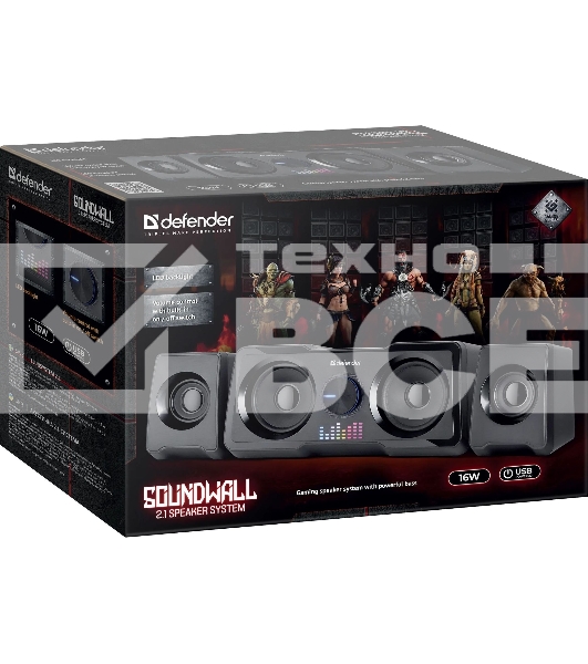 Акустическая система 2.1 Defender SOUNDWALL 16W USB