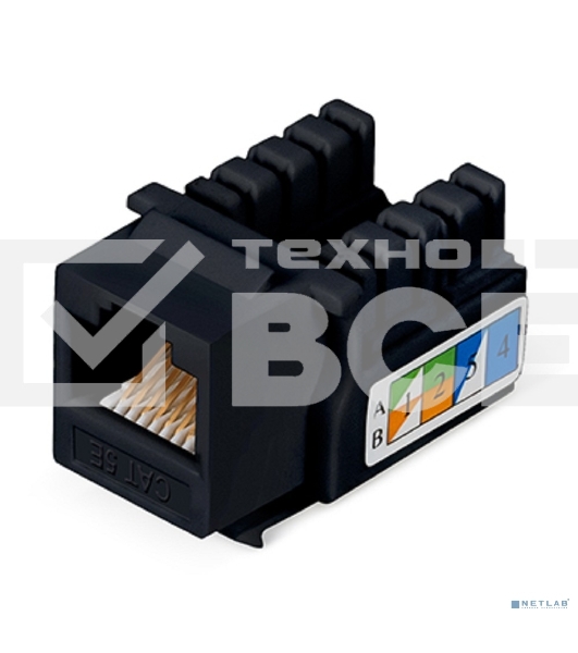 Модуль универсальный Cabeus, keystone, 1хRJ45(8P8C), Toolless, кат. 5е, неэкр., цвет: чёрный