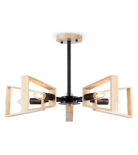 Светильник Ambrella light TR80495/5 BK/LW черный/светлое дерево E14/5 max 60W D620*430