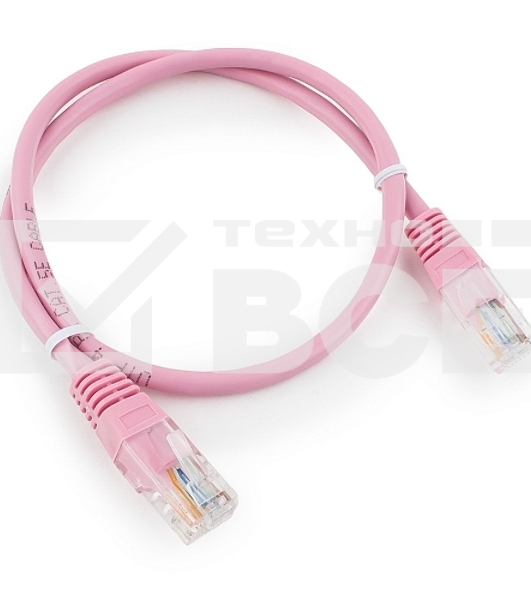 Патч-корд UTP Cablexpert кат.5e, 0.5м, литой, многожильный (розовый)