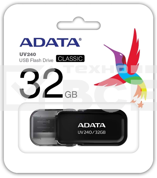 Флеш диск 32GB ADATA UV240, USB 2.0, Черный