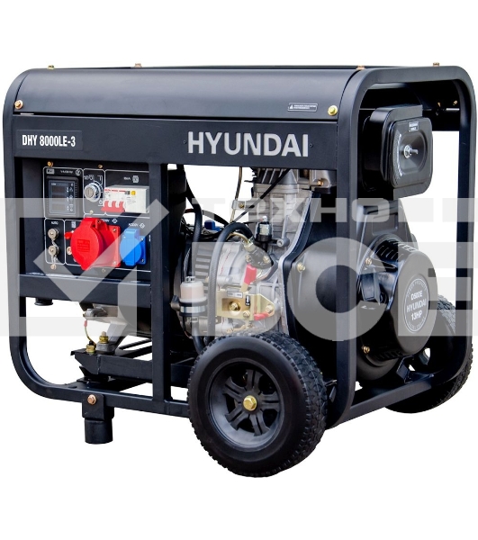 Электрогенератор дизельный Hyundai DHY 8000LE-3, 6.5 кВт, 79 дБ, 111 кг