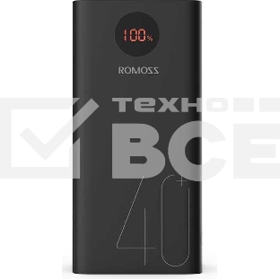 Мобильный аккумулятор Romoss PEA40 Li-Pol 40000mAh 3A+2.1A черный 2xUSB