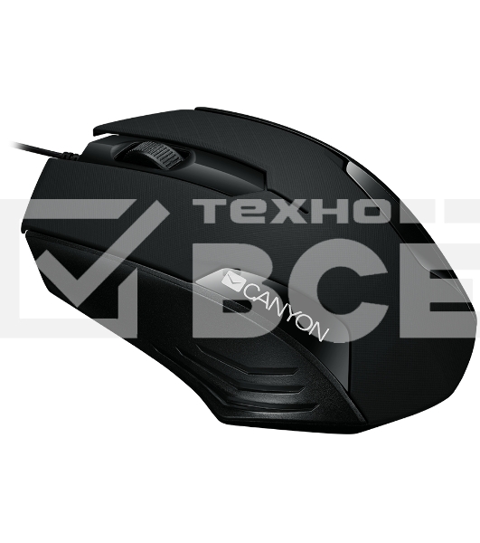 Мышь проводная Canyon CM-02 черный, 1000 dpi, USB, кнопки - 3