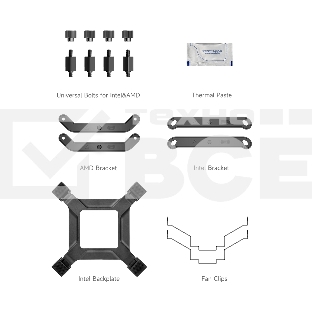 Кулер для процессора/ PCCooler RT500 Digital BK (240W, 4-pin PWM, LED temp., 152mm, Al/Cu, 5x6mm, 1x120mm, 73.32CFM, 34.9dBA, 2200RPM, S: 1851/1700/1200/115X, AM5/AM4, black)