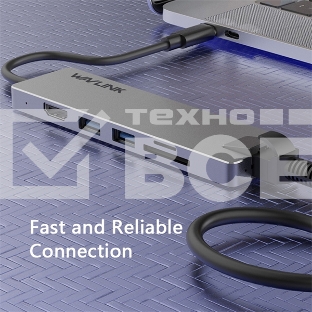 Док-станция WAVLINK USB-C  Travel Mini/100W PowerDelivery/ 1xUSB3.0/1xUSB2.0/1xHDMI 4K 60HZ/1xGigabit LAN/SD/Micro SD Card Reader