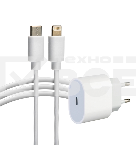 Сетевое зарядное устройство Rexant USB-C, 20Вт в комплекте с кабелем USB-C – Lightning