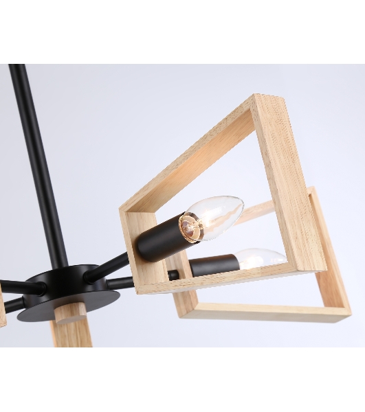 Светильник Ambrella light TR80495/5 BK/LW черный/светлое дерево E14/5 max 60W D620*430