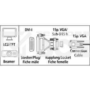 Адаптер Hama H-45073 DVI (m)/VGA HD15 (f)