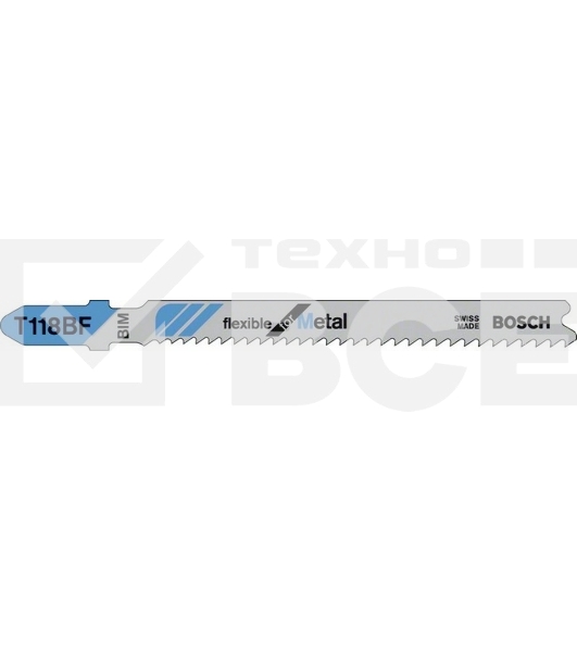Пилка для лобзика BOSCH T118BF (2.608.634.503)металл, 92мм, шаг 1.9-2.3, BiM, 5шт LongLife