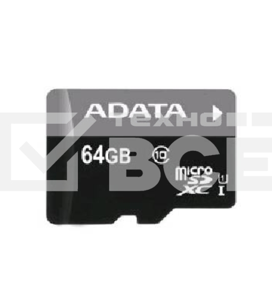 Флеш карта microSDXC 64GB ADATAUHS-1 CL10 (AUSDX64GUICL10-RA1) + SD adaptor
