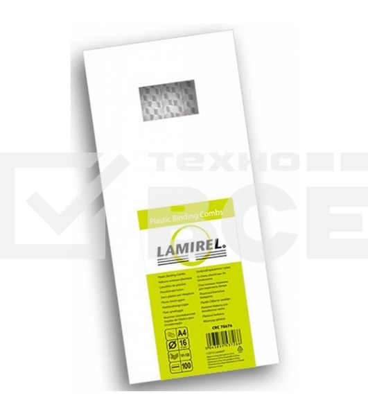 Пружины для переплета пластиковые Lamirel, 16 мм. Цвет: белый, 100 шт в упаковке.