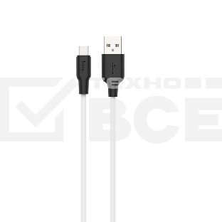 Кабель USB 2.0 hoco X21, силиконовая оплетка, AM/microBM, бело-черный, 1м