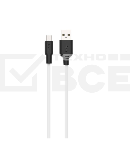 Кабель USB 2.0 hoco X21, силиконовая оплетка, AM/microBM, бело-черный, 1м