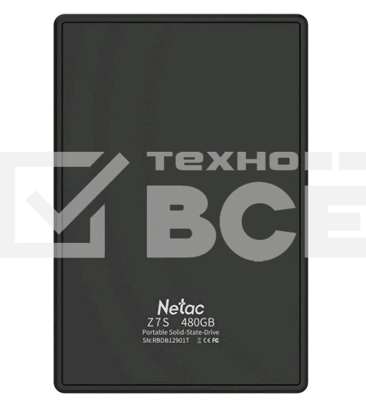 Внешний накопитель SSD External Netac 960Gb Z7S <NT01Z7S-960G-32BK> (USB3.2, up to 550/480MBs, 89х60х11.5mm, Aluminium+Steel+Plastic)