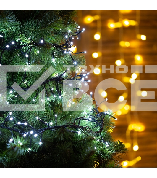 Гирлянда «Кластер LED» 3 м, темно-зеленый ПВХ IP20, 288 диодов, цвет белый