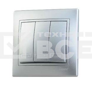 Выключатель 3-кл. СП Мира 10А IP20 метал. сер. LEZARD 701-1010-109