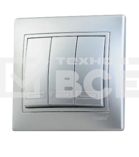Выключатель 3-кл. СП Мира 10А IP20 метал. сер. LEZARD 701-1010-109