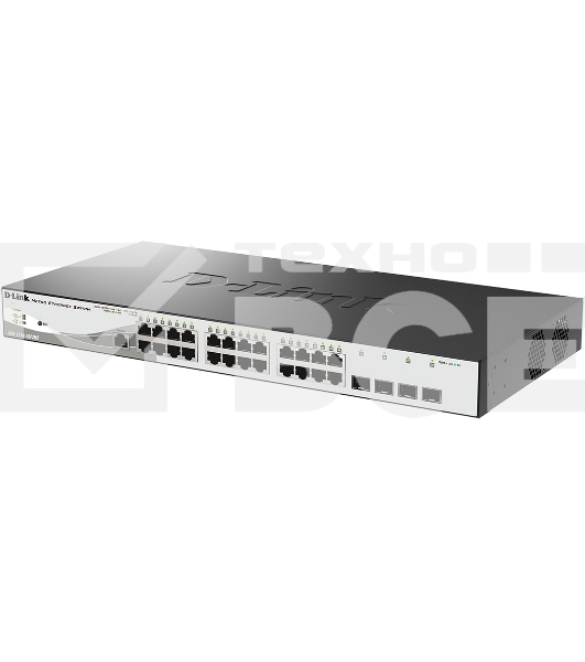 Управляемый коммутатор D-Link DGS-1210-28P/ME/B2A 2 уровня с 24 портами 10/100/1000Base-T и 4 портами 1000Base-X SFP (24 порта с поддержкой PoE 802.3af/802.3at (30 Вт), PoE-бюджет 193 Вт)