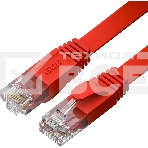 Патч-корд GCR  PROF плоский прямой 7.5m, UTP медь кат.6, красный, 30 AWG, ethernet high speed 10 Гбит/с, RJ45, T568B, GCR-52876, фото3