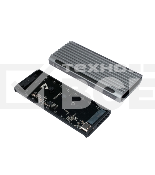 Внешний корпус Gembird EEM2-SATA-3 USB 3.1 для M2 SATA порт Type-С, RGB подсветка, металл, серебристый