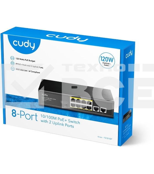 Коммутатор Cudy FS1010P (L2) 10x100Мбит/с 8PoE+ 120W неуправляемый