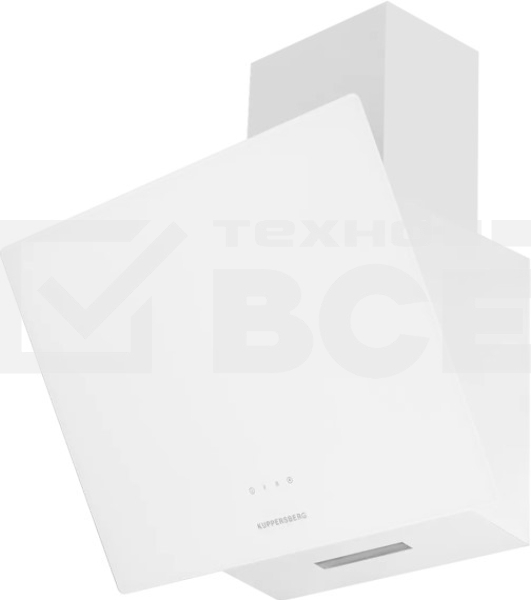 Вытяжка Kuppersberg F 605 W наклонная, 60 см, 850 м3/ч, отвод/рециркуляция, 3 скорости, белый цвет