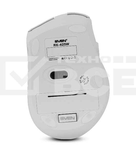 Мышь беспроводная SVEN RX-425W белый, 1600 dpi, радиоканал, USB, кнопки - 6