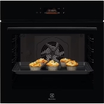 Духовой шкаф электрический Electrolux LOE8F38Z с конвекцией, объем 72 л, 17 режимов, очистка каталитическая, 3 стекла в дверце, направляющие проволочные + телескопические (1 уровень),черное стекло, фото 1