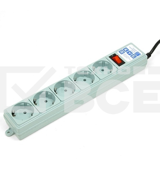 Фильтр-удлинитель Power Cube B 3,0 м 5 розеток (серый) 10А/2,2кВт