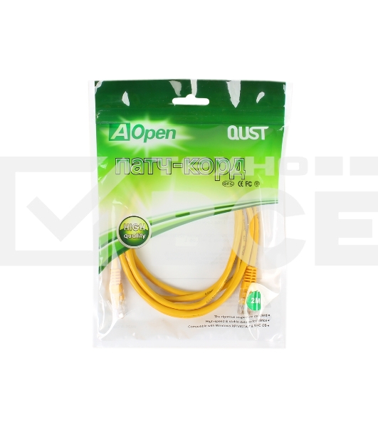 Патч-корд литой Aopen/Qust UTP кат.5е 2м желтый 