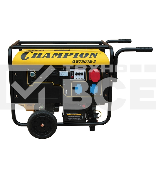 Бензоэлектростанция CHAMPION GG7501E-3 380В 7.5кВт 25л 87кг 2.5л/ч 12V эл.старт