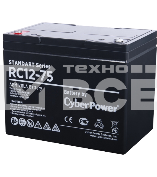 Аккумуляторная батарея SS CyberPower RC 12-75 / 12 В 75 Ач Battery CyberPower Standart series RC 12-75 / 12V 75 Ah