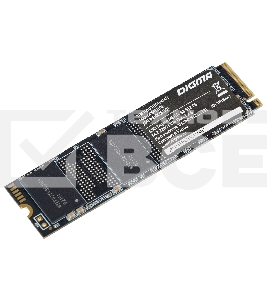Накопитель SSD Digma Mega S3 DGSM3512GS33T, 512Gb, PCIe 3.0 x4, M.2 2280, NVMe, R/W 2080/1700