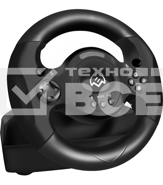 Руль SVEN GC-W300 (педали, вибро, лепестки, D-pad, 10 кл, резин. вставки, PC, цифр. и аналог.