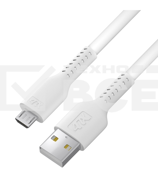 Кабель 1.0m MicroUSB, белый, белый ПВХ