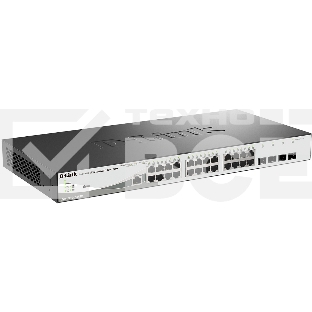 Управляемый коммутатор D-Link DGS-1210-28P/ME/B2A 2 уровня с 24 портами 10/100/1000Base-T и 4 портами 1000Base-X SFP (24 порта с поддержкой PoE 802.3af/802.3at (30 Вт), PoE-бюджет 193 Вт)