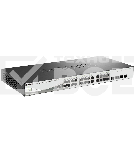 Управляемый коммутатор D-Link DGS-1210-28P/ME/B2A 2 уровня с 24 портами 10/100/1000Base-T и 4 портами 1000Base-X SFP (24 порта с поддержкой PoE 802.3af/802.3at (30 Вт), PoE-бюджет 193 Вт)